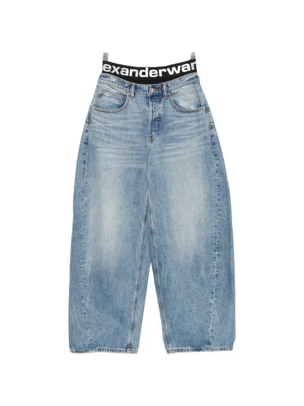 Джинсы широкого кроя с логотипом на поясе Alexander Wang, синий
