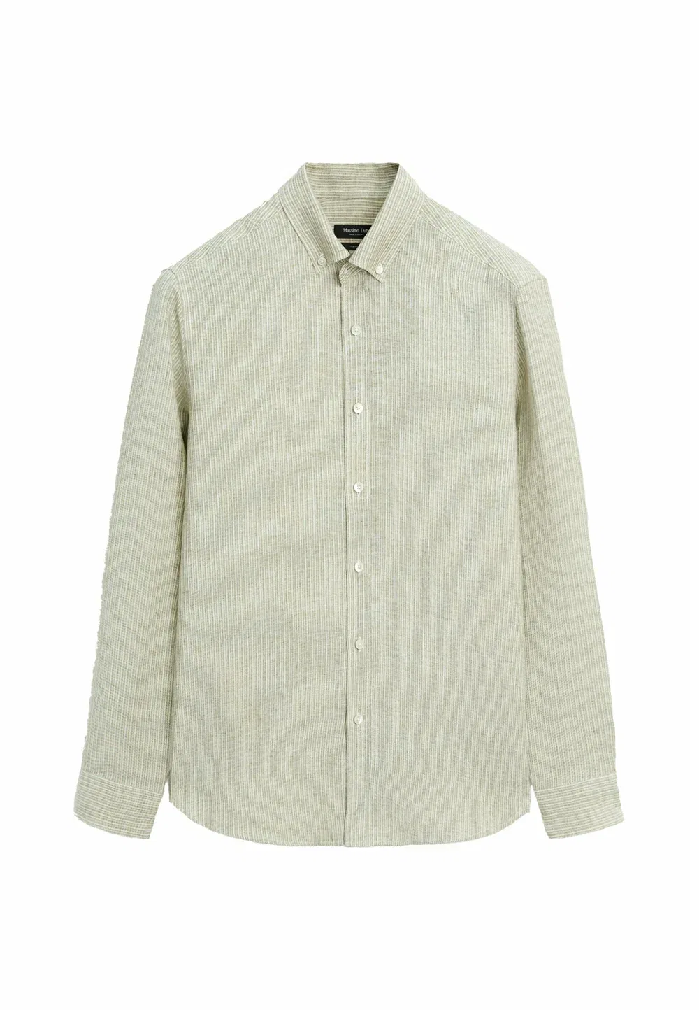 Рубашка в полоску, стандартный крой, 100% лен Massimo Dutti, Mottled Dark Green — фото 2