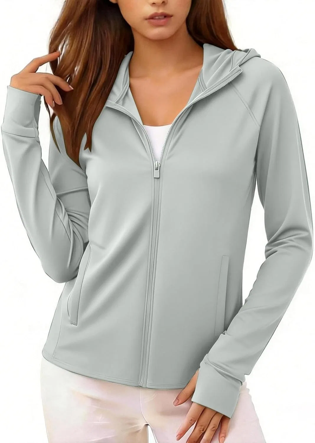 Женская куртка с длинным рукавом, с защитой от солнца, Athletic Jackets, серый — фото 2