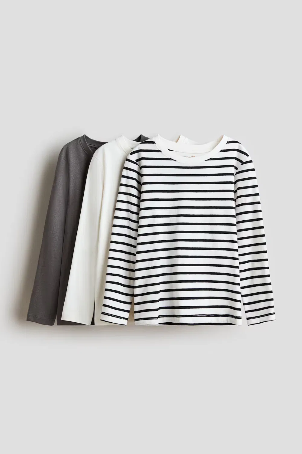 Комплект из 3 рубашек с длинными рукавами H&M, Graubraun/Weiß