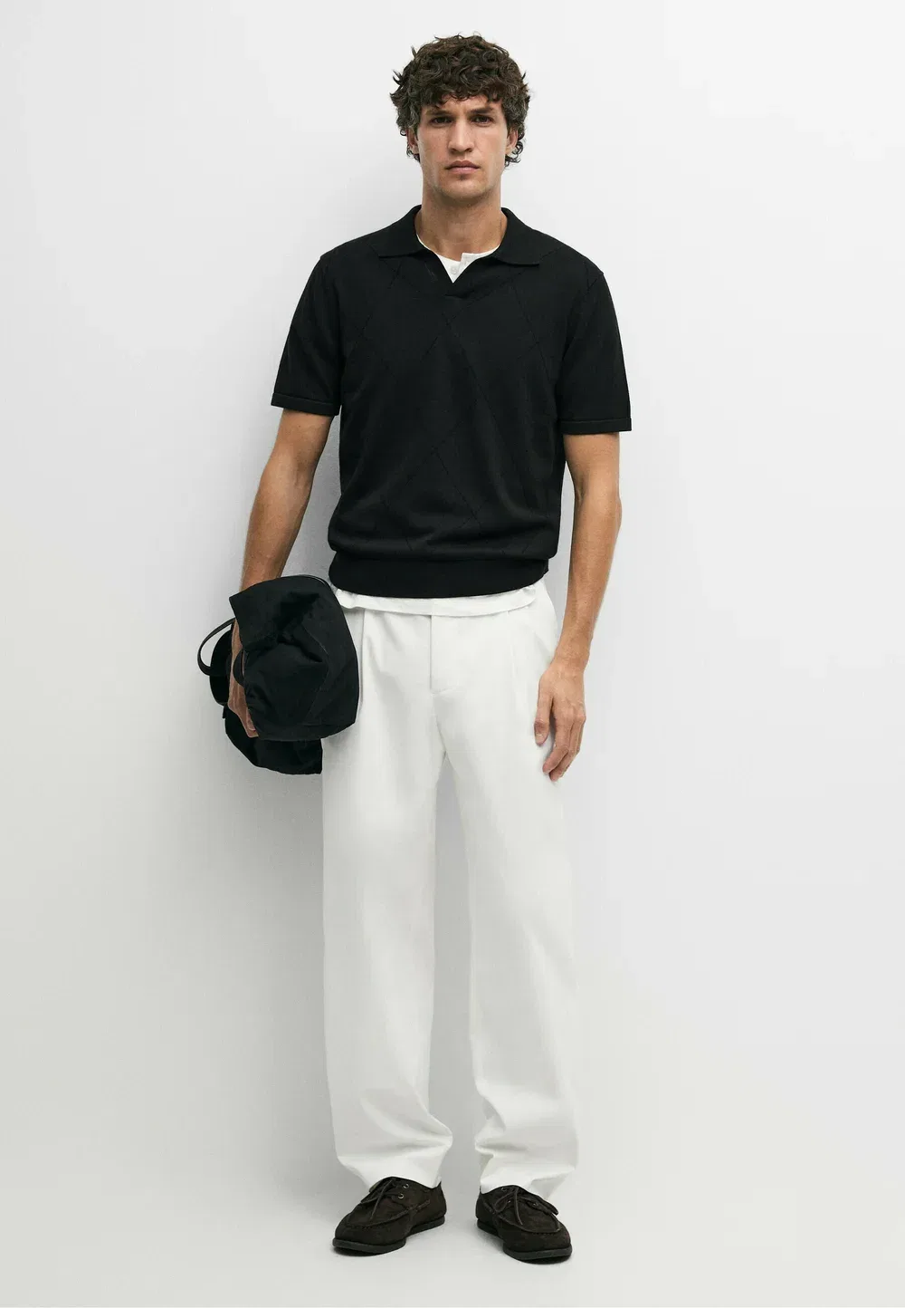Брюки из смесовой хлопчатобумажной ткани Massimo Dutti, White — фото 2