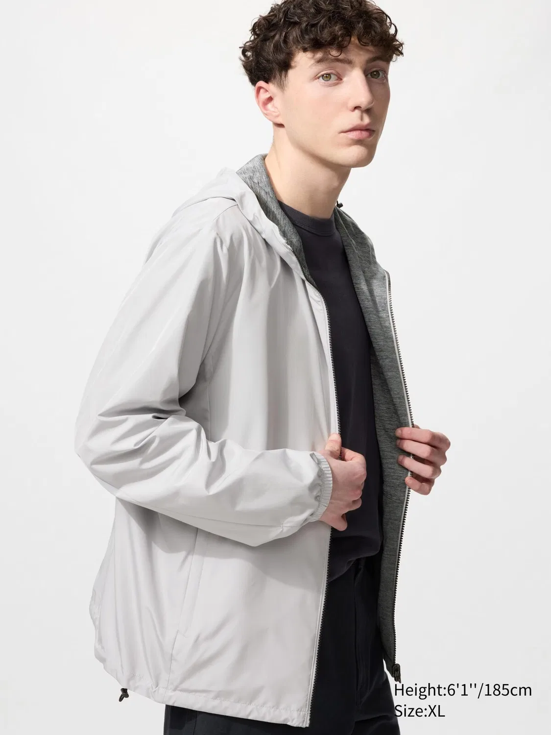 Парка Uniqlo, двусторонняя, светло-серая