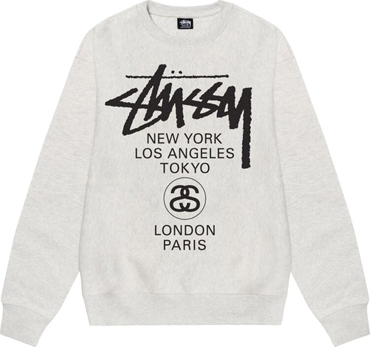 

Толстовка Stussy World Tour Crew 'Ash Heather', серый