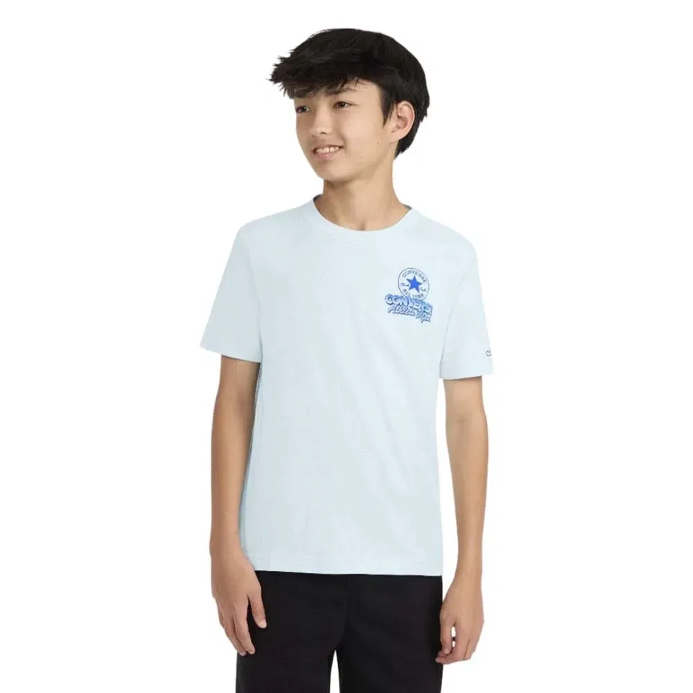 Детская футболка для мальчиков с принтом Cnvb Frontback Retro Sneaker Converse kids, Blue