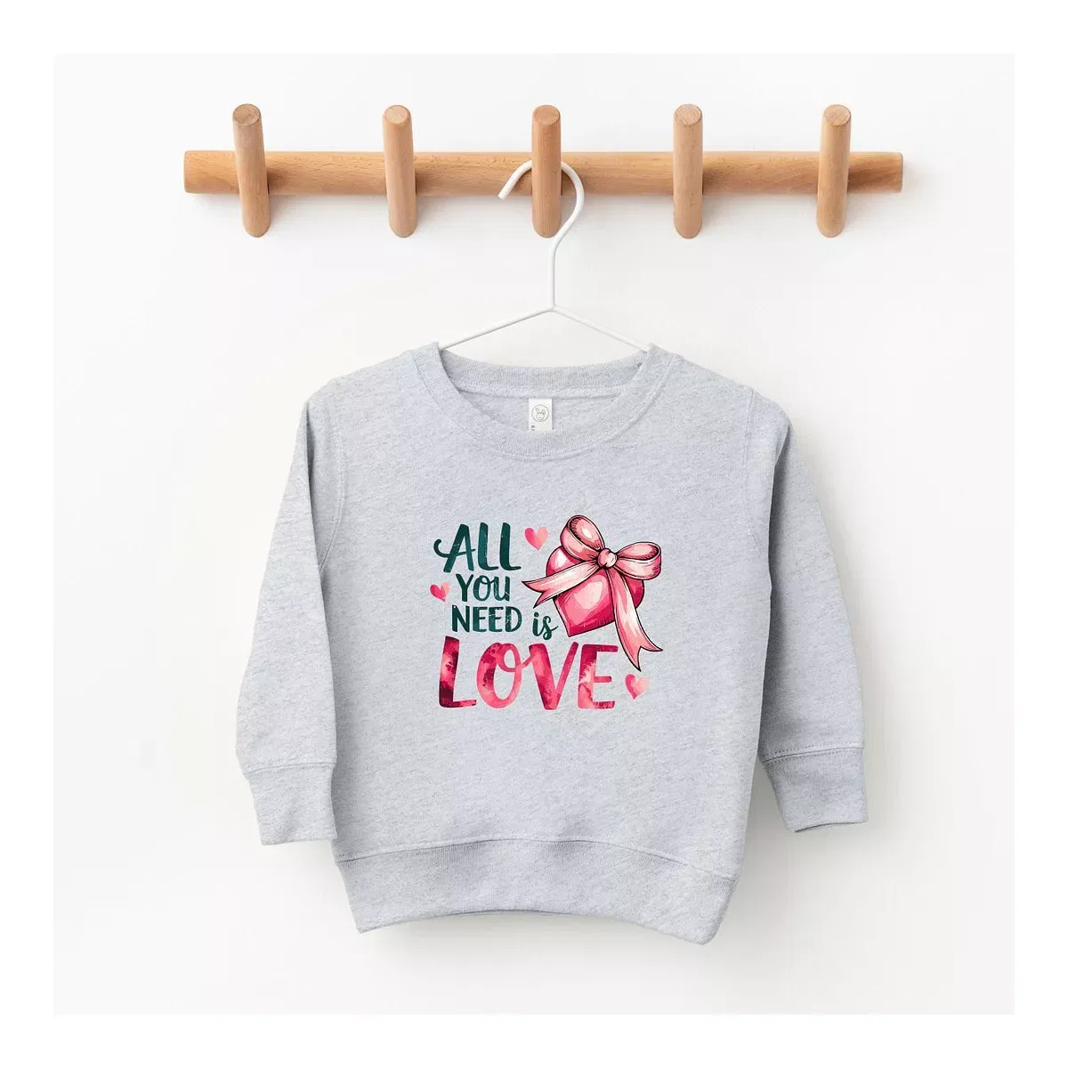 Детский свитшот с принтом All You Need Is Love Coquette The Juniper Shop, Heather Grey