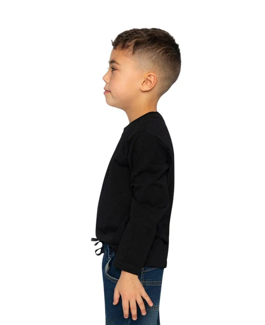 Детская хлопковая футболка с длинным рукавом, из коллекции Boys Must-Haves Deux par Deux, Black — фото 3