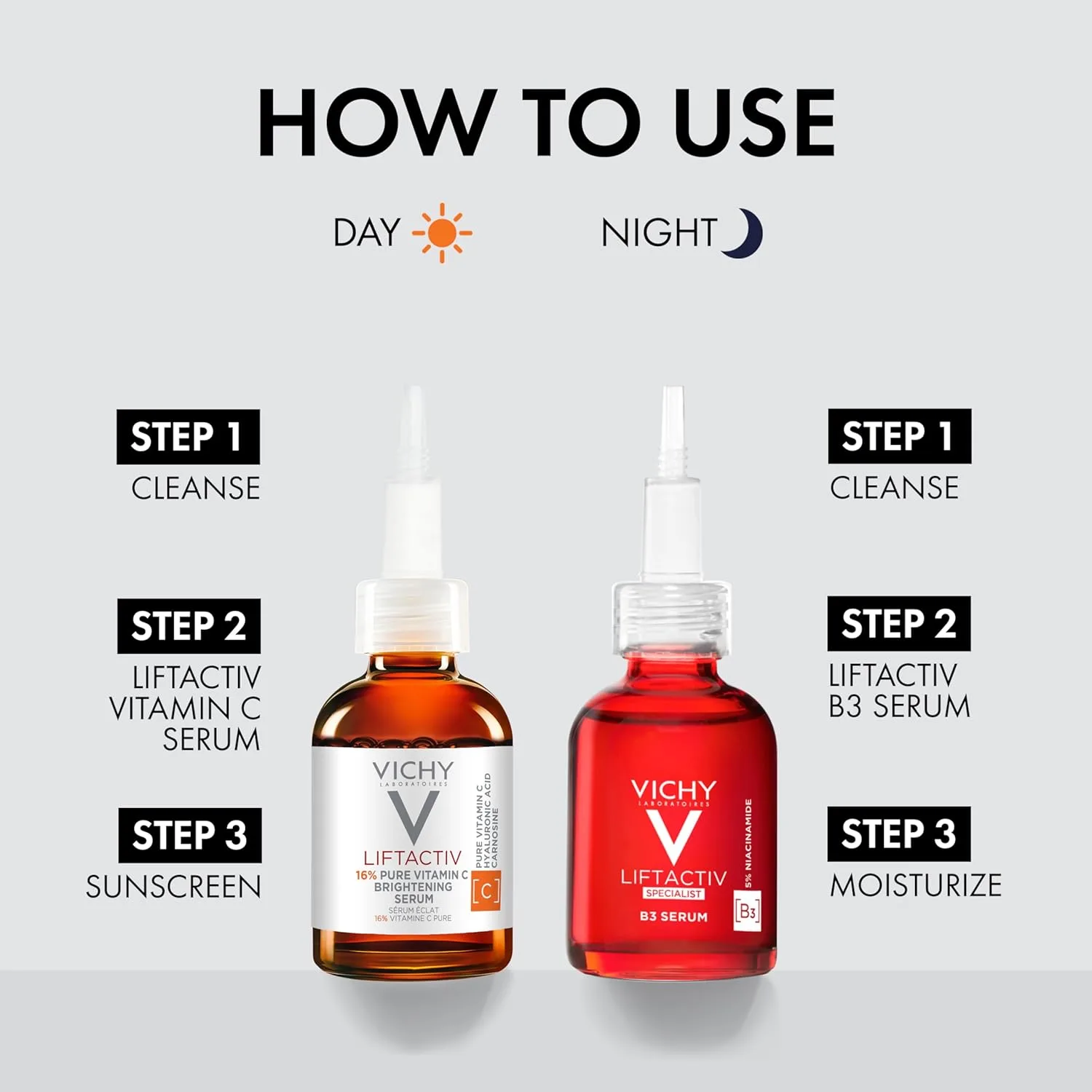 Набор Vichy — LiftActiv Vitamin C сыворотка для лица, осветляющая с чистым витамином C, гиалуроновой кислотой и витамином E, уменьшает морщины — фото 3