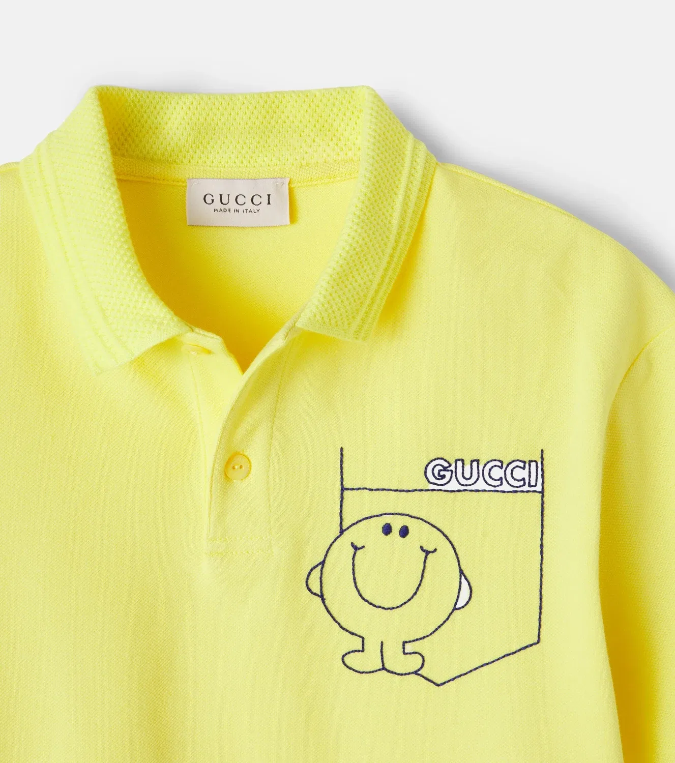 Футболка-поло из пике с вышивкой Mr. Men Little Miss Gucci Kids, желтый — фото 4