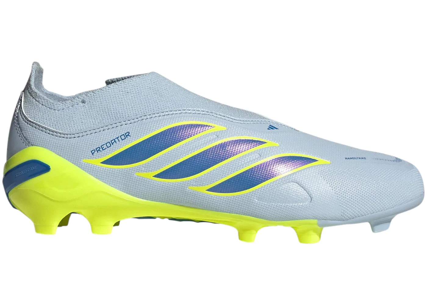Детские бутсы с шнуровкой без шнурков Predator League Laceless FG Adidas, Crystal Sky Ray Blue Team Solar Yellow 2