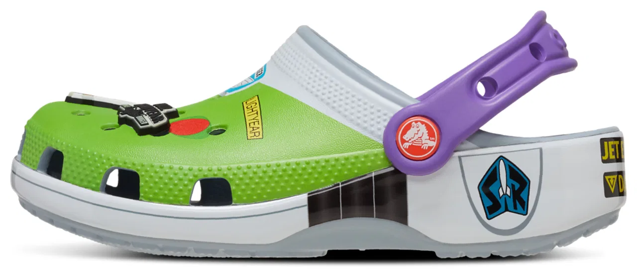 Сабо для мальчиков Toy Story Buzz Classic Clogs Crocs, зеленый/фиолетовый — фото 2