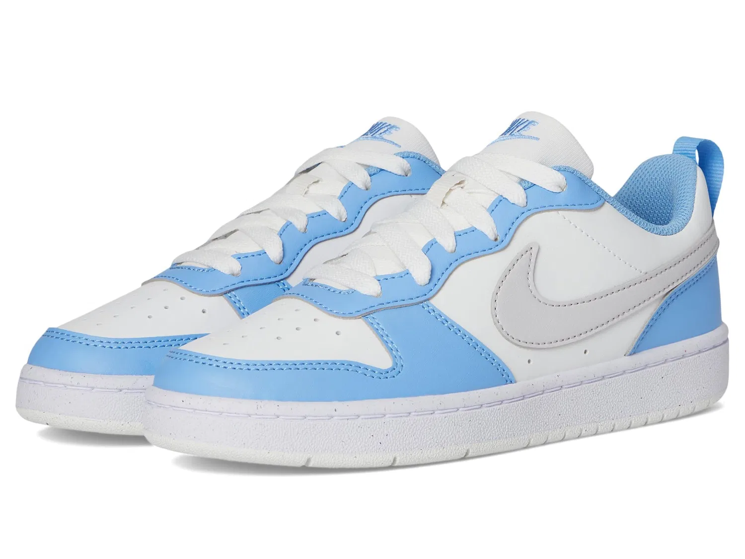 Детские кроссовки для мальчиков кожаные Court Borough Low Recraft NIKE, Summitwhitevastgrey Cobaltpulse White — фото 2