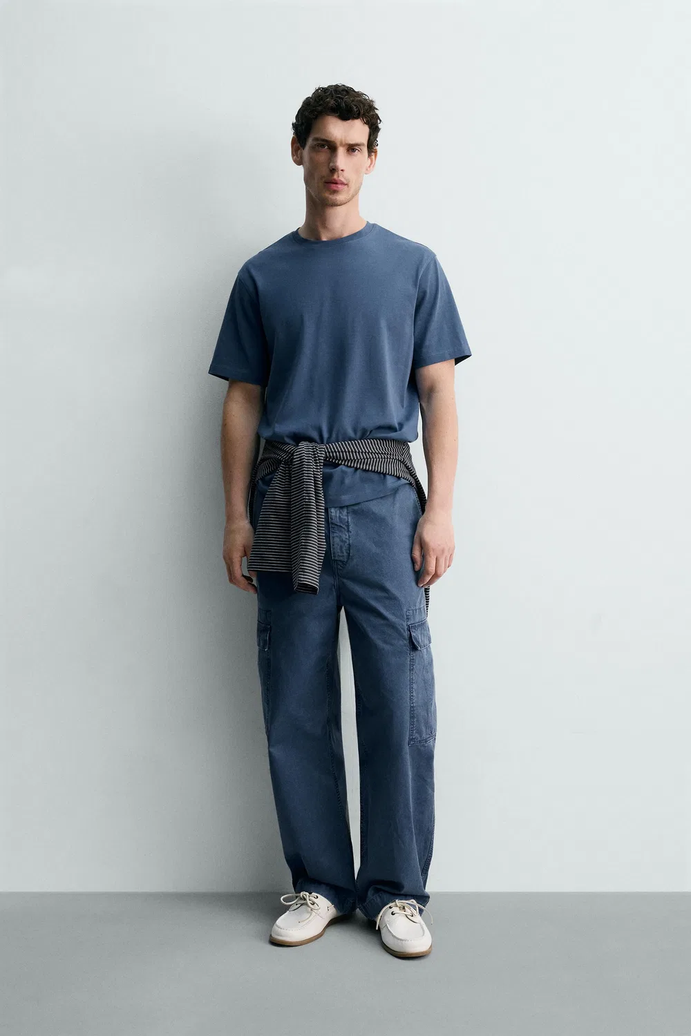 Футболка средней плотности с коротким рукавом ZARA, Mid-Blue