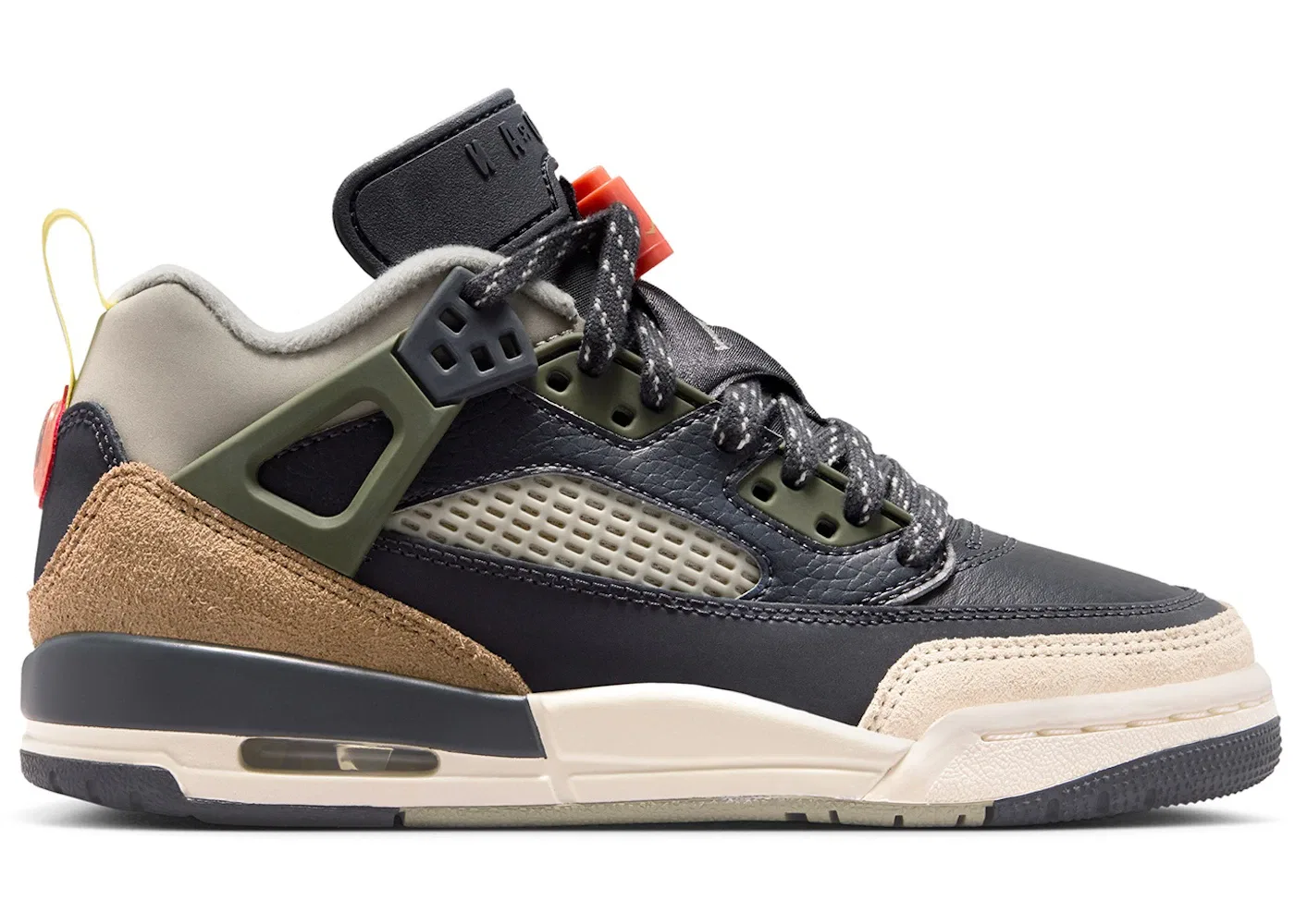 Детские кроссовки с принтом Jordan Spizike Low Jordan, Anthracite/Light Wild Mango/Cargo Khaki/Spruce Fog