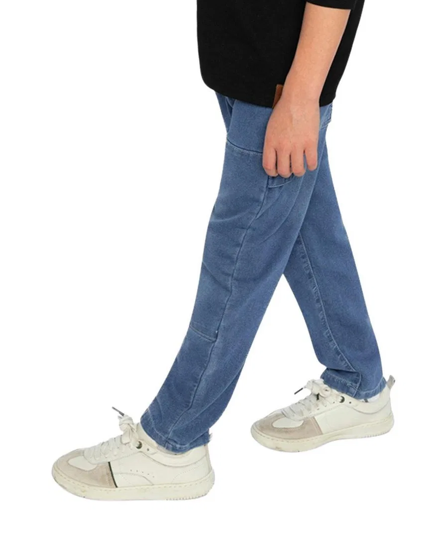 Штаны джинсовые из французского футера с карго-карманами, модель Boys Must-Haves Deux par Deux, Light Blue Denim — фото 3