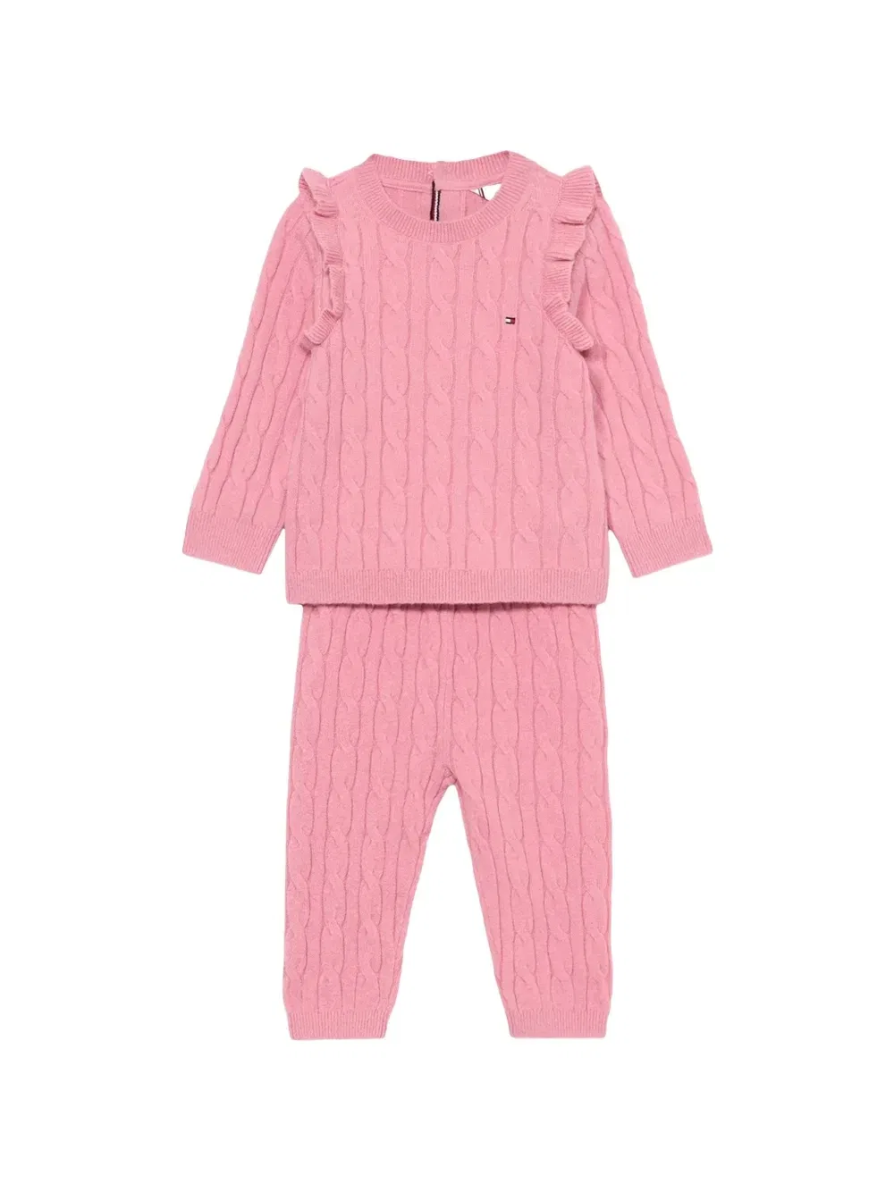 Комплект из топа и брюк фактурной вязки Tommy Hilfiger Junior, розовый
