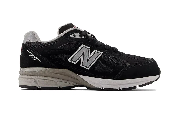 Детские кроссовки для мальчиков с кожаным верхом 990v3 New Balance, Black/Grey — фото 3