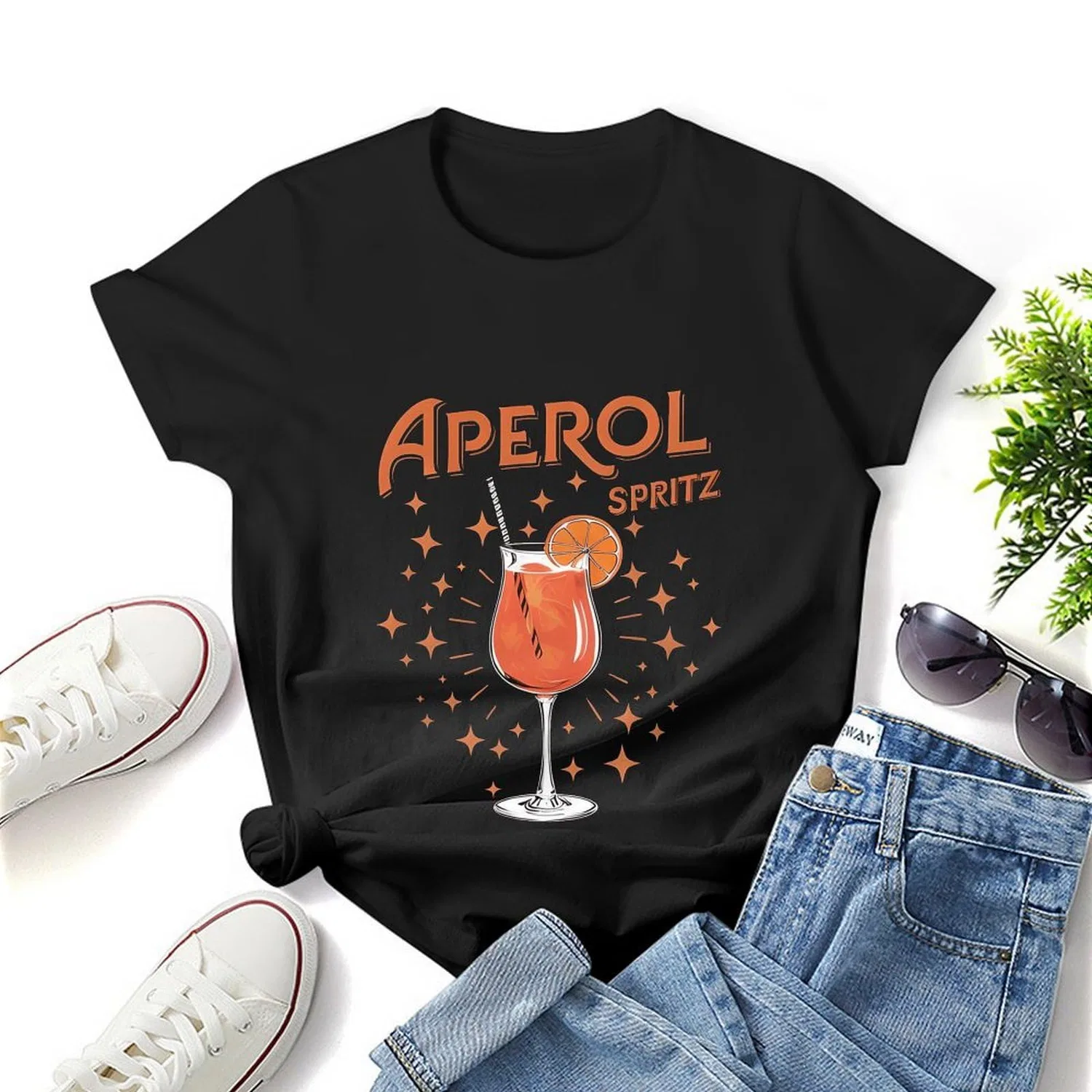 Мужская футболка с принтом Aperol Spritz Creative Aperol, Black — фото 3