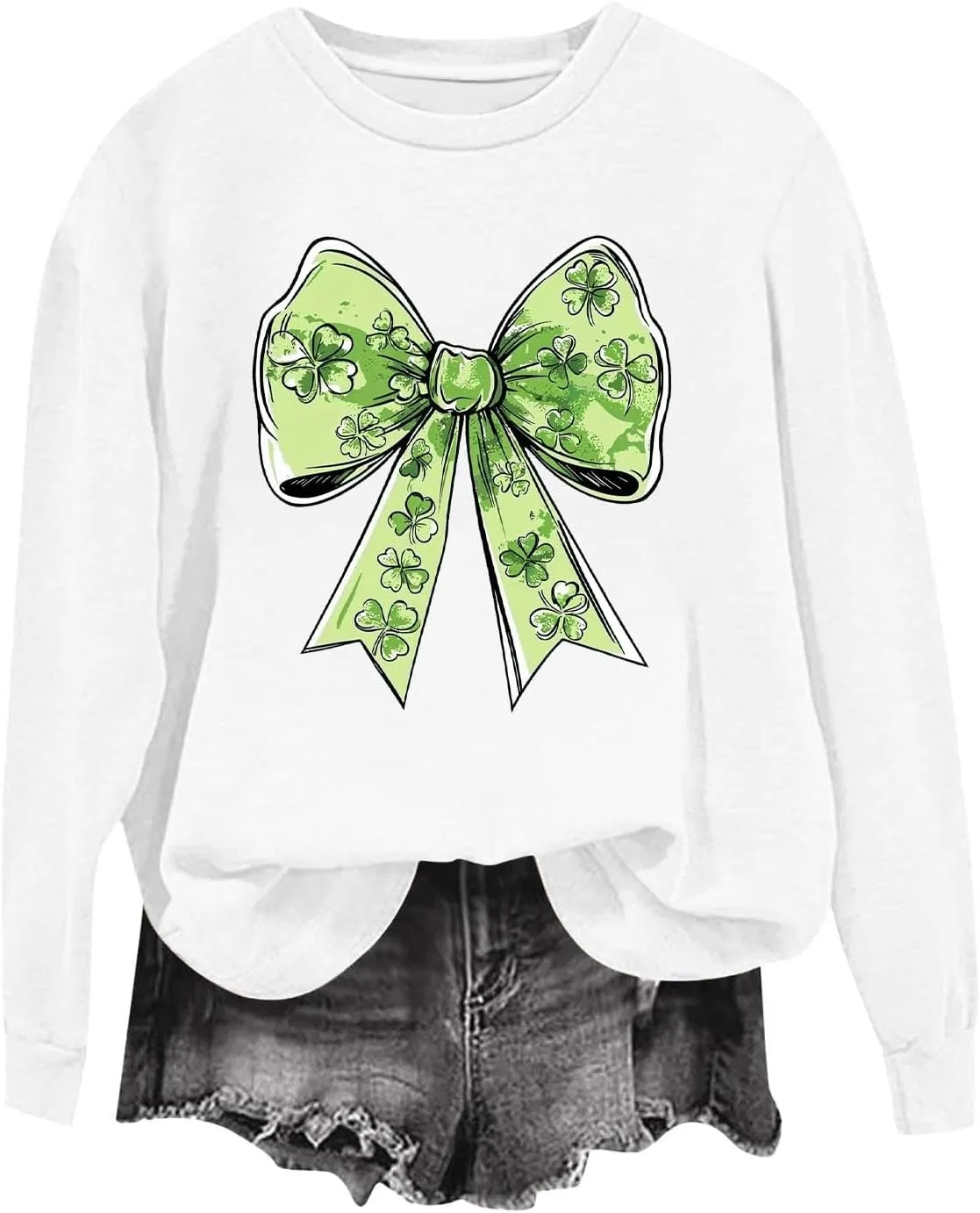 Женский свитшот с принтом Lucky Clover Print, белый