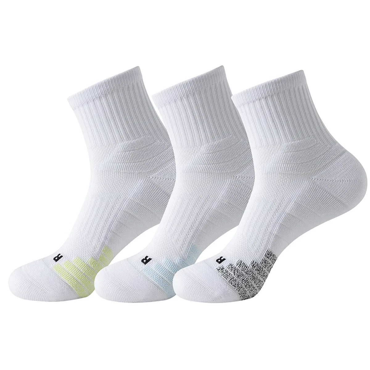 Детские баскетбольные носки, набор из 3 пар, с принтом, Trend Party Series, MIIOW, White Green+White Blue+White Gray