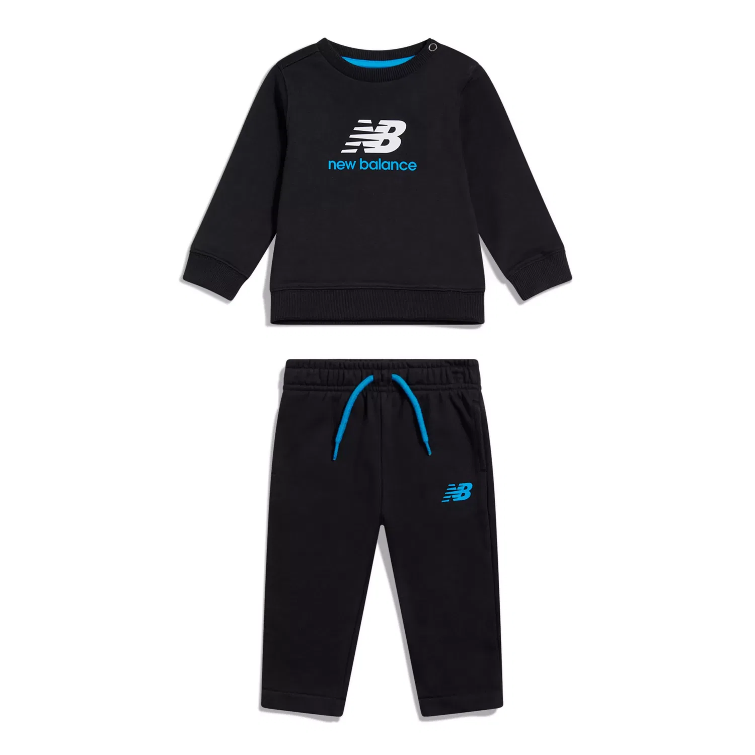 Детский комплект из свитшота и джоггеров с принтом Stacked Logo Crew & Jogger Set New Balance, Black