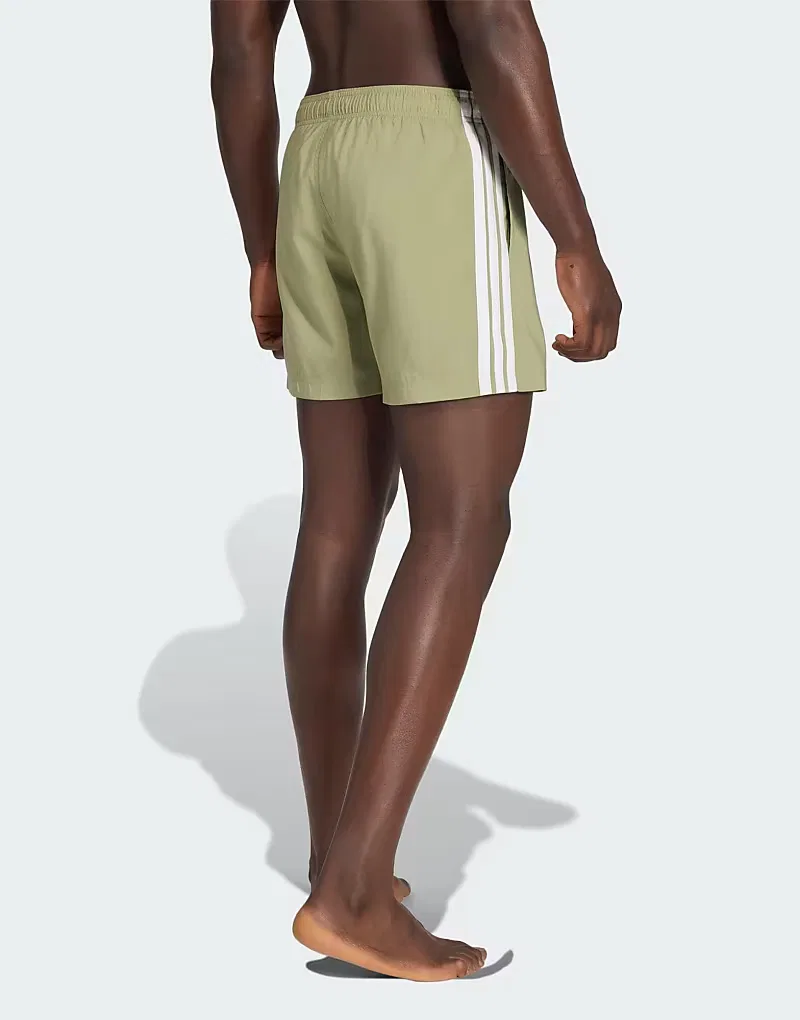 Плавки Adidas performance 3-полоски, цвет: зеленый/белый — фото 2
