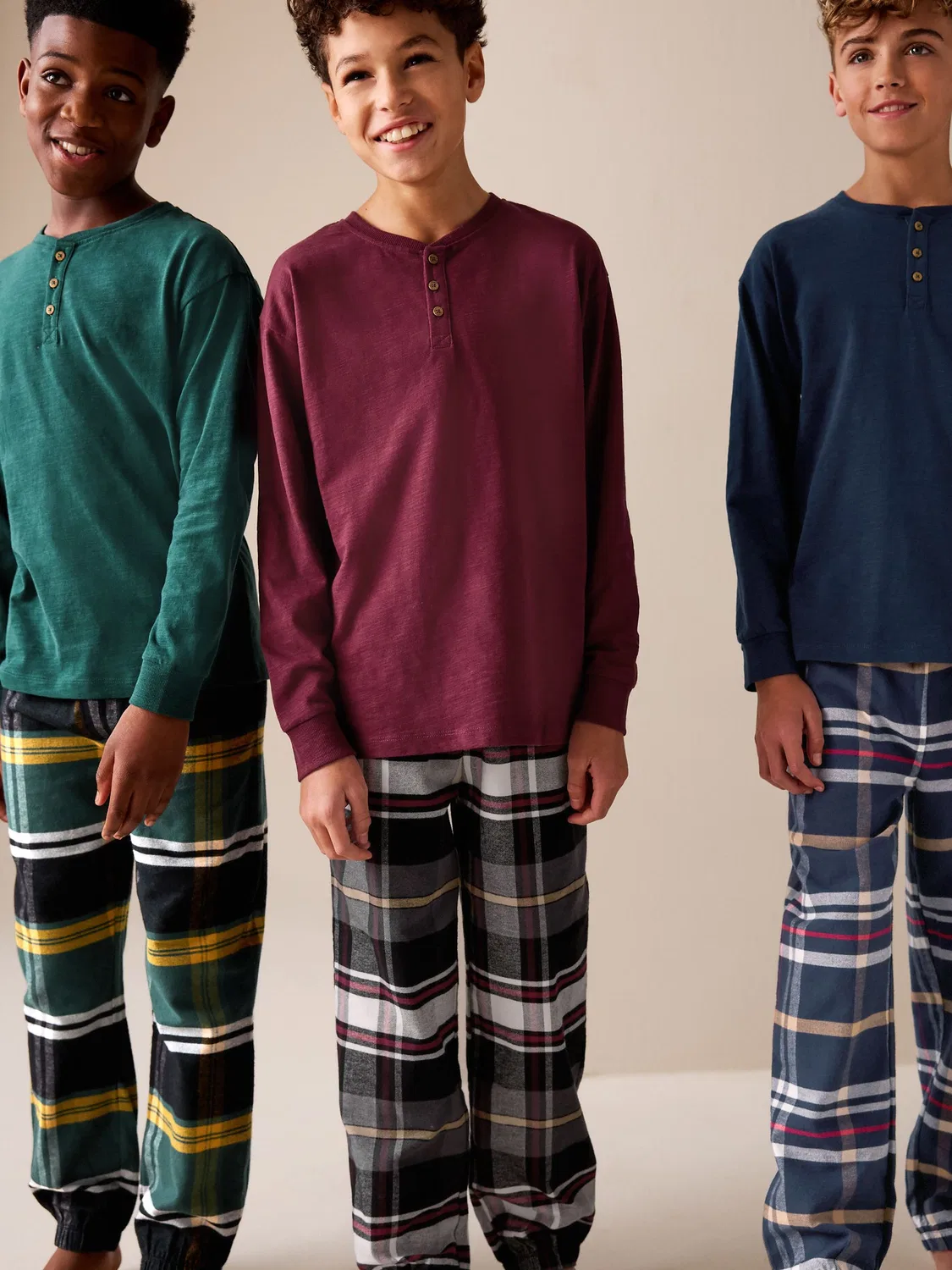 Пижама 3-предметная Multi Woven Check Pyjamas 3 Pack Next, мультиколор — фото 2