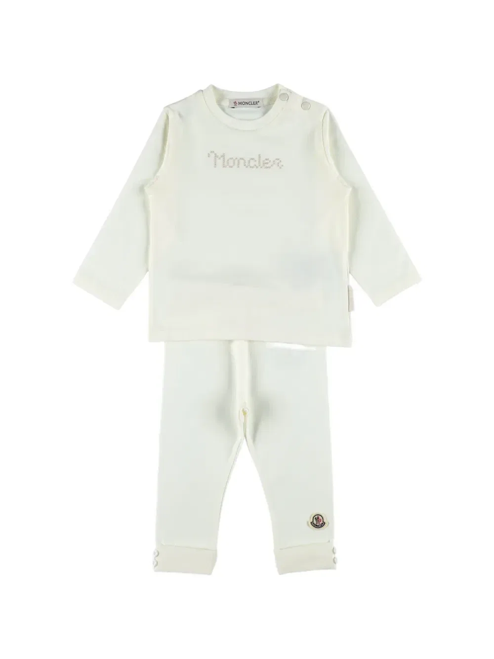 Логотип-вышитые брюки и толстовка комплект Moncler Enfant, бежевый