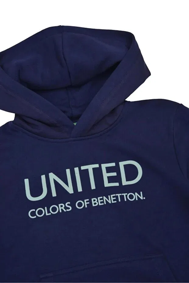 Детское худи для девочек с длинным рукавом United Colors Of Benetton, Navy Blue — фото 2