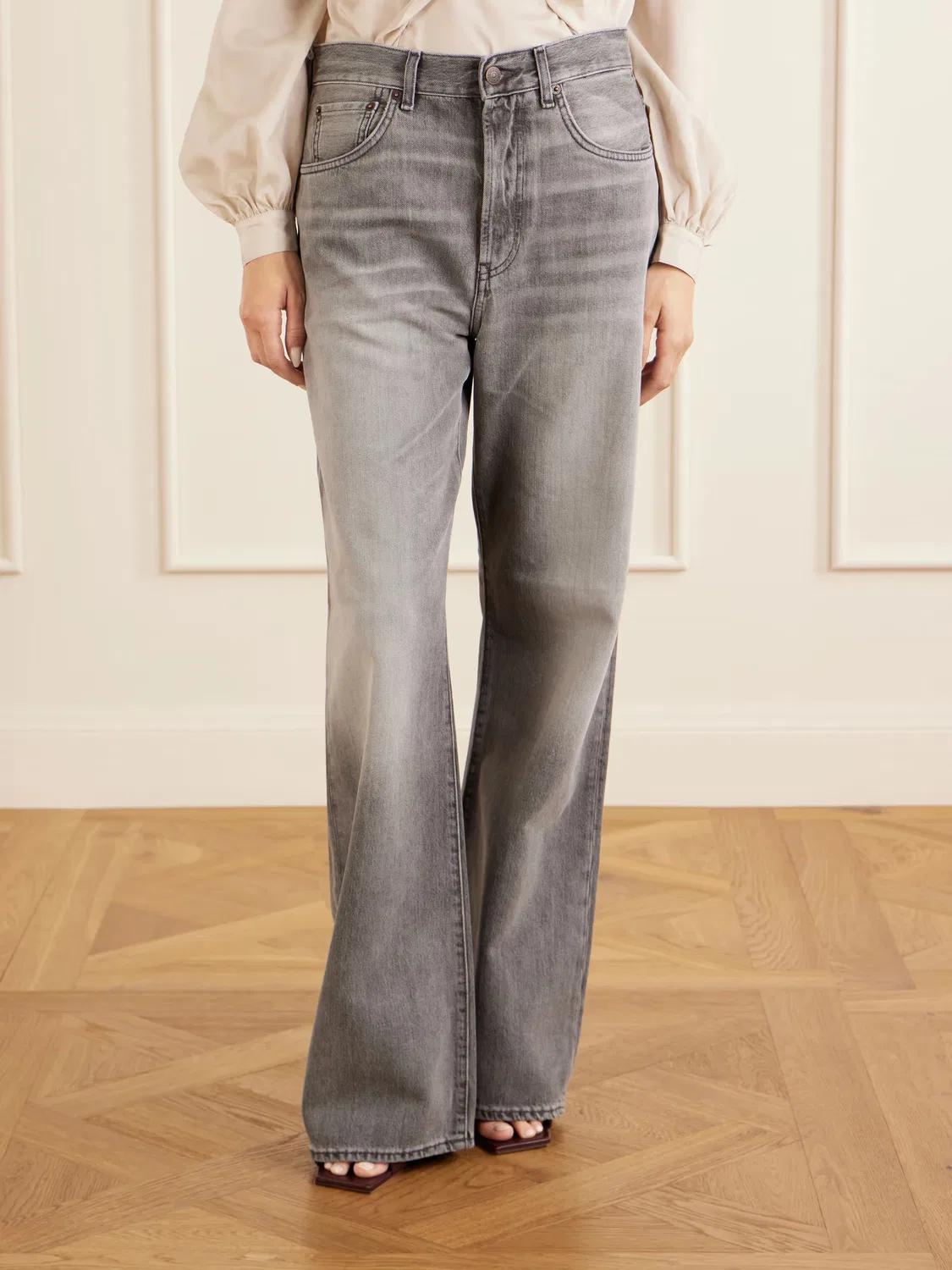 Джинсы средней посадки с широкими штанинами Acne Studios, серый — фото 3