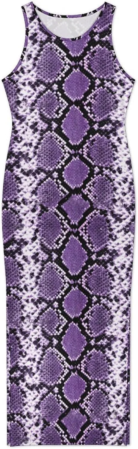 Женское платье с принтом змеиной кожи Cheongsam, Purple — фото 3