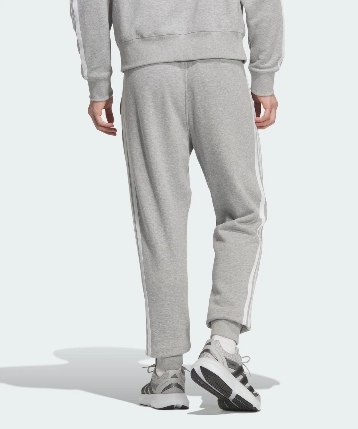 Мужские спортивные штаны с тремя полосками French Terry Essentials Plus Regular Fit Full Length Cuff Adidas, Grey — фото 2