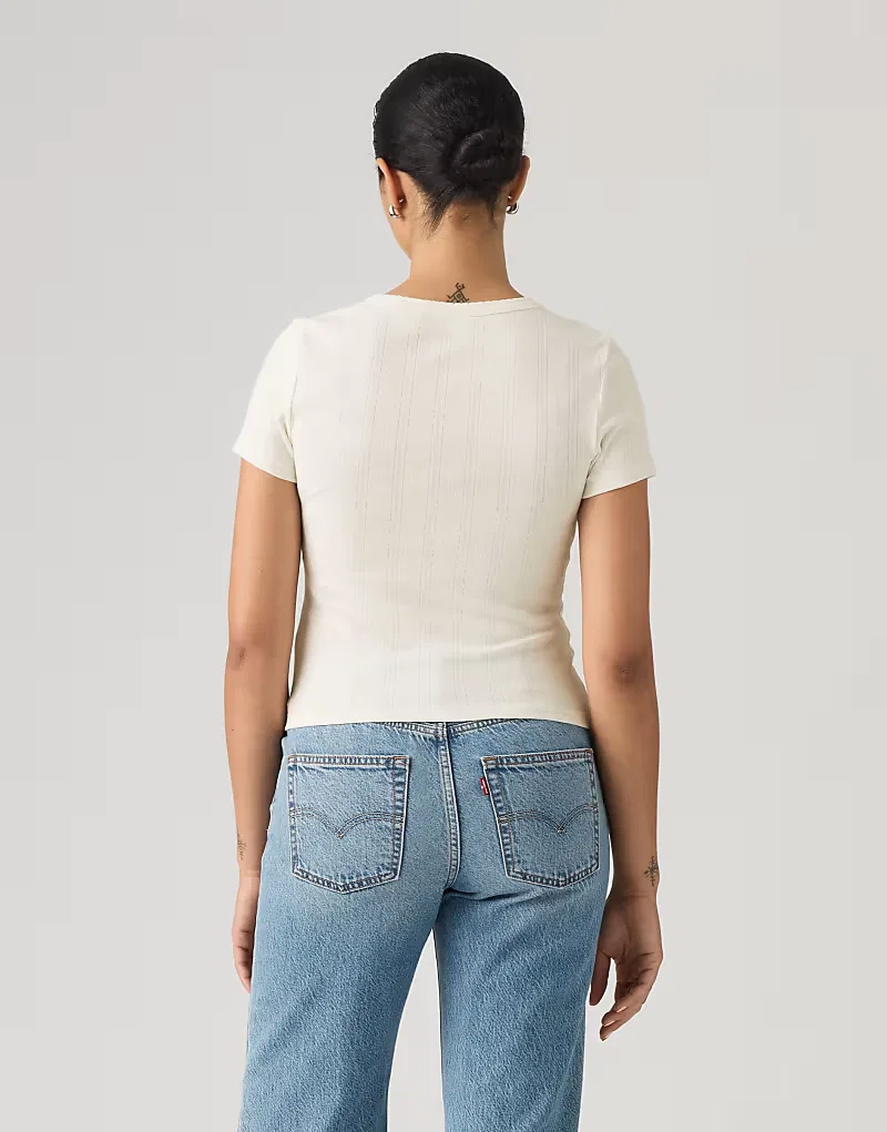 Футболка-поло Levi's Dry Goods с ажурным узором, кремовый — фото 2