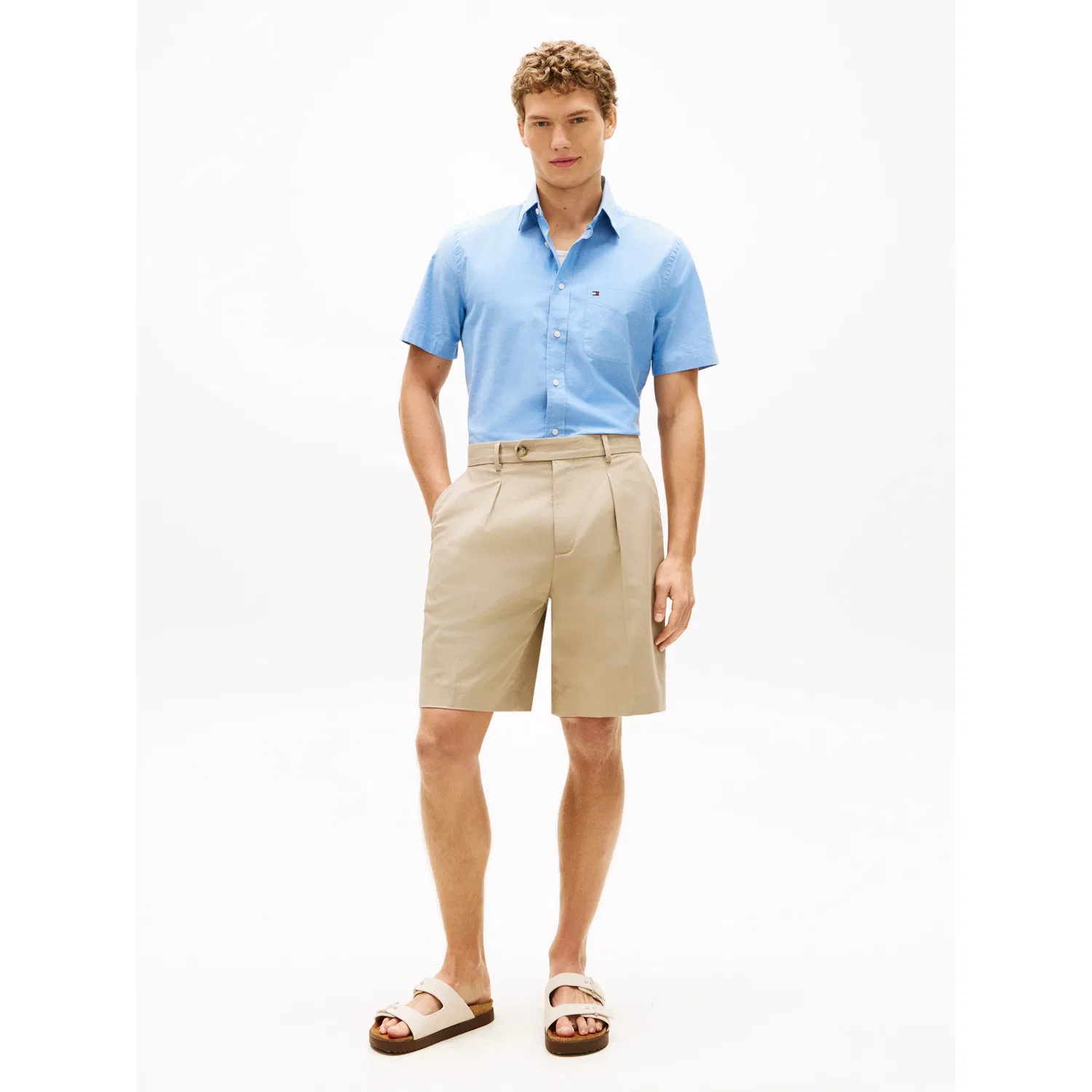 Мужская рубашка с коротким рукавом regular fit Tommy Hilfiger, рубашка Blue — фото 3