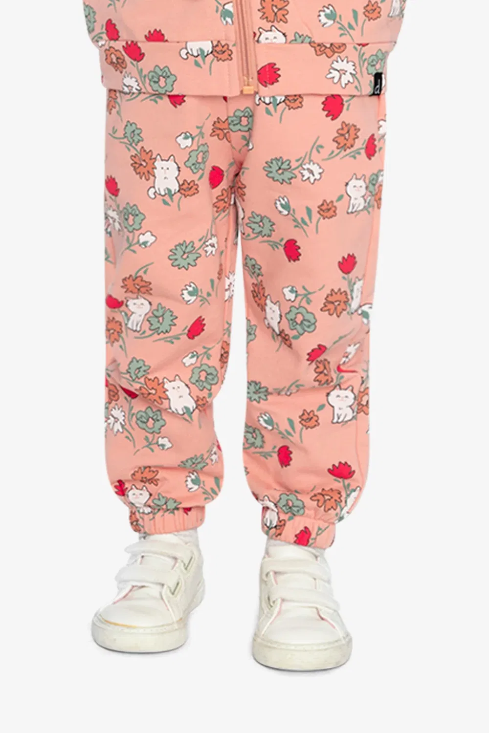 Детские штаны для девочек с принтом Deux par Deux, Pink Cat Print — фото 2