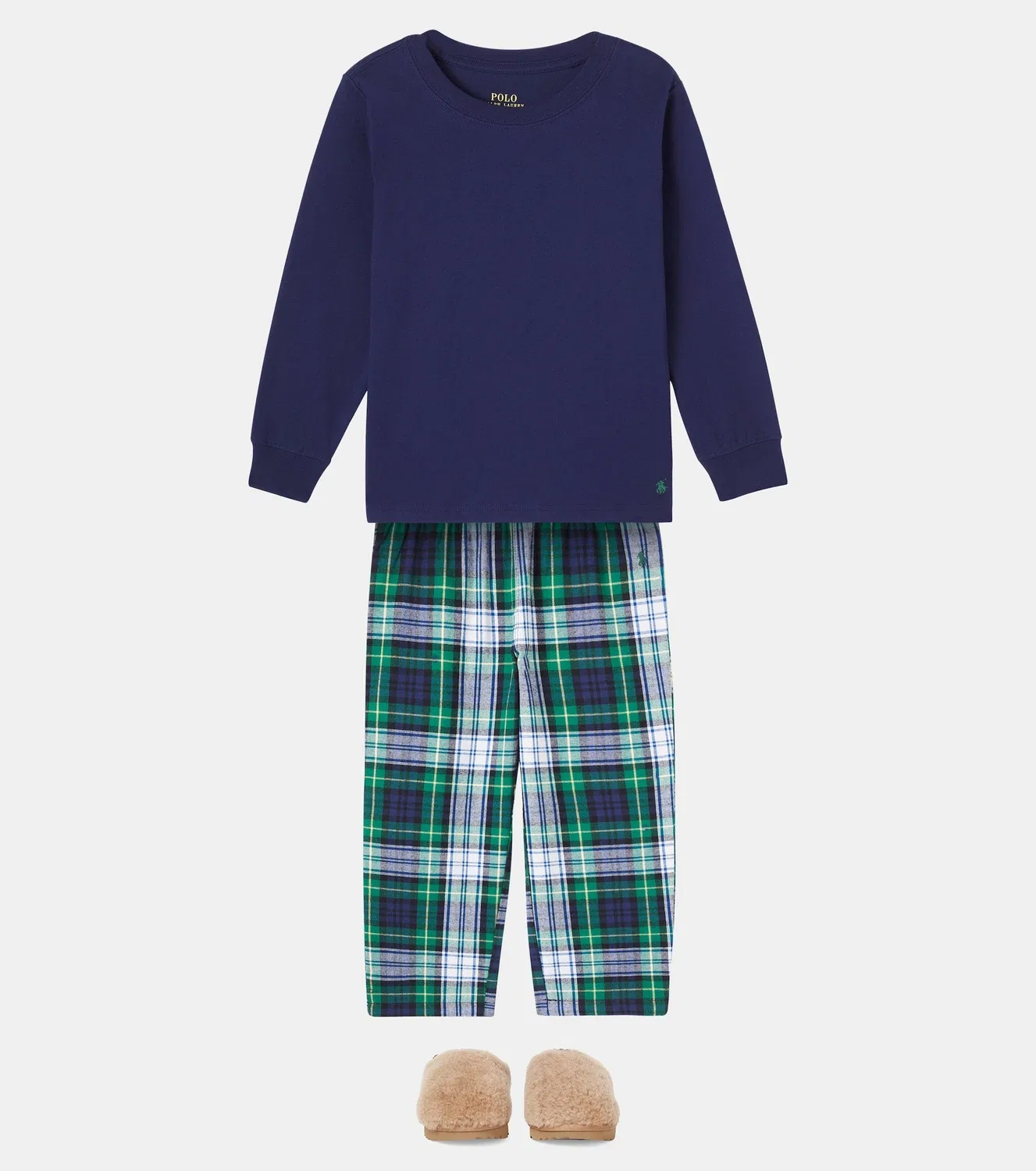 Комплект пижам из хлопка в клетку White Gordon Plaid Polo Ralph Lauren Kids, Разноцветный — фото 2