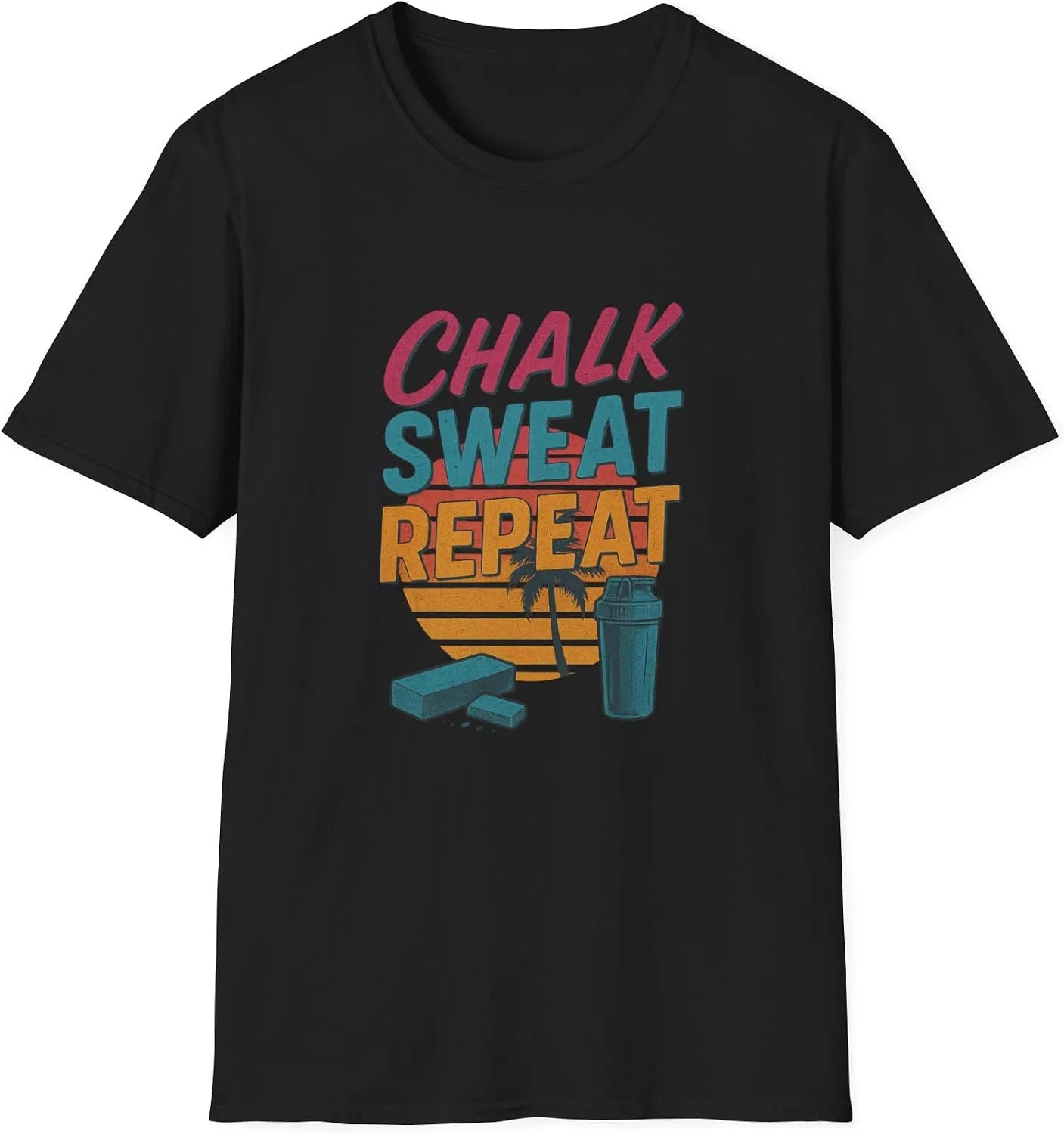 Футболка с принтом Chalk, Sweat and Repeat Gildan 64000, Black