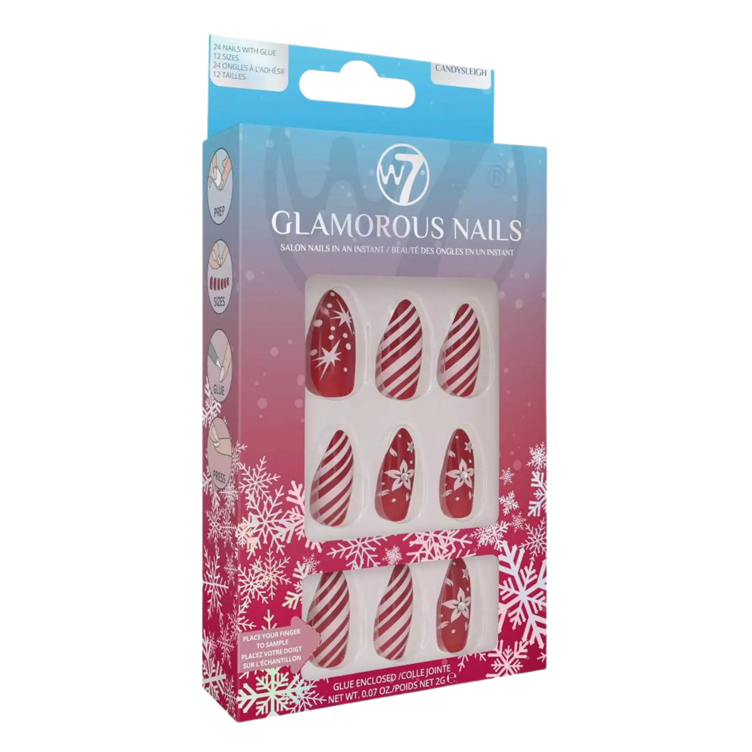 

W7 Glamorous Nails накладные ногти Candy Sleigh, 24 шт/уп