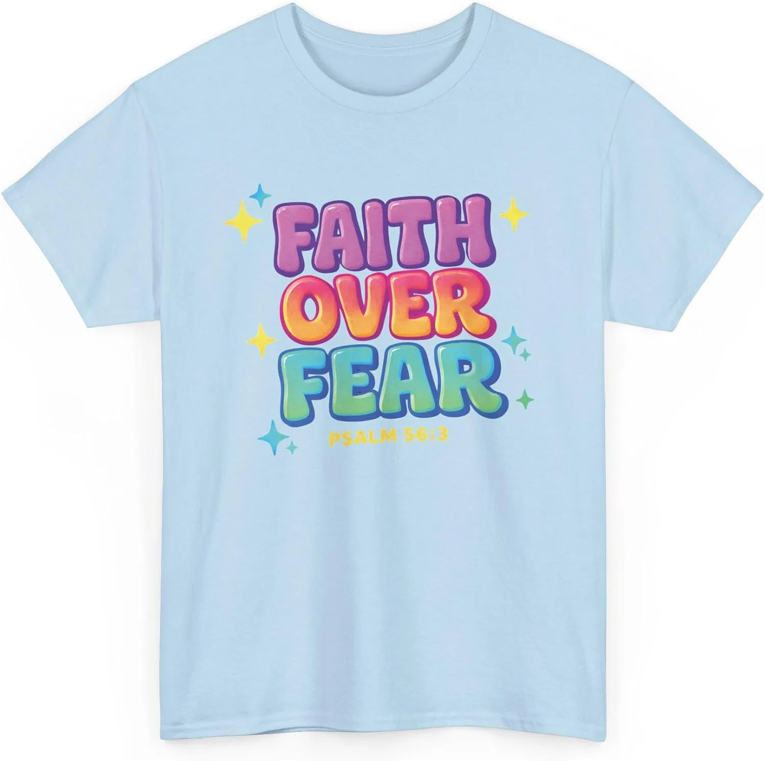 Мужская футболка с принтом Faith Over Fear, светло-синий