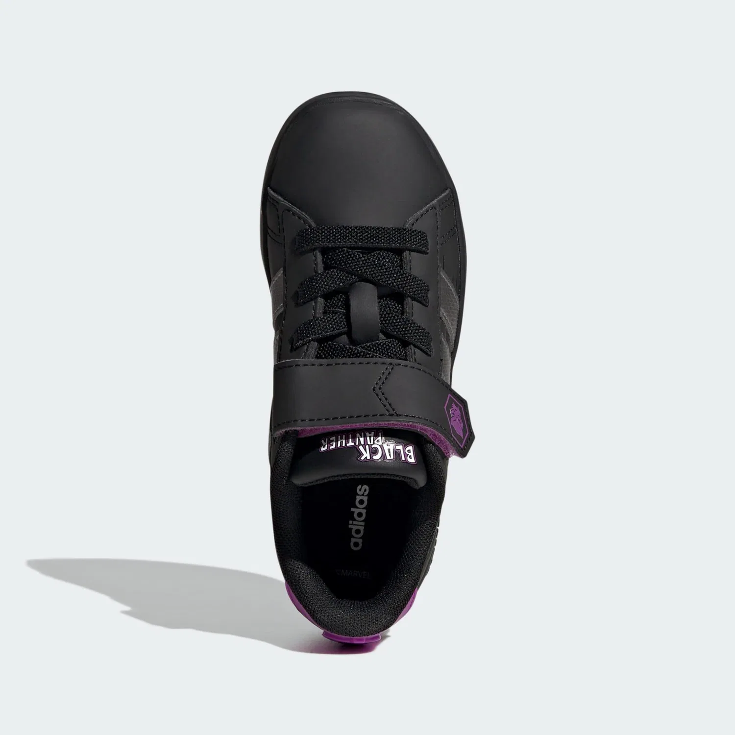 Детские кроссовки с 3D-логотипом Marvel Avengers Grand Court Adidas, Schwarz Grau Violett — фото 2