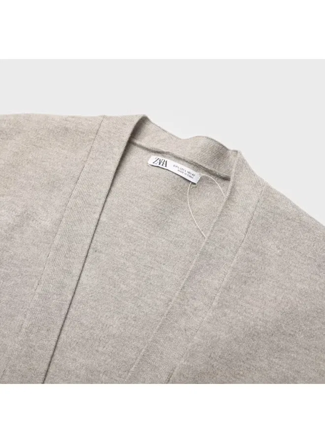 Кардиган свободного кроя вязаный Zara, серый — фото 4