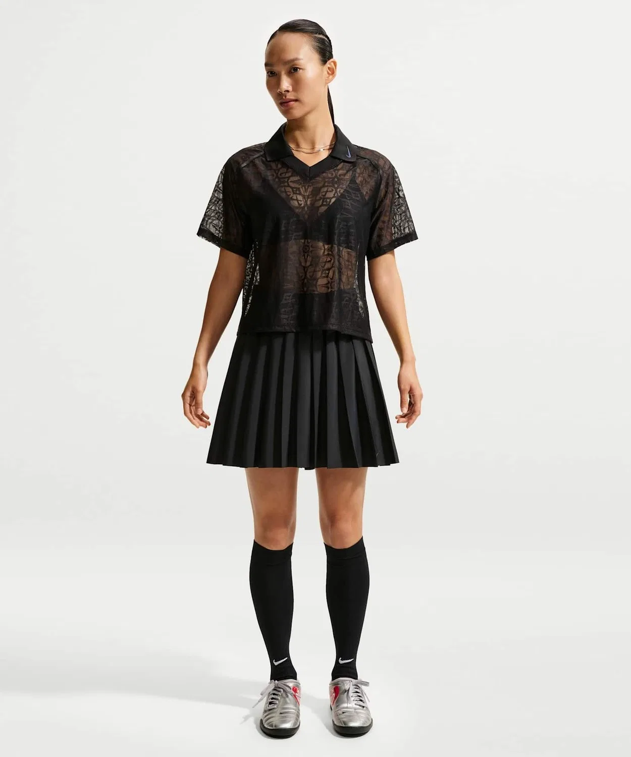 Женская мини-юбка с плиссе из полиэстера Nike Sportswear, Black