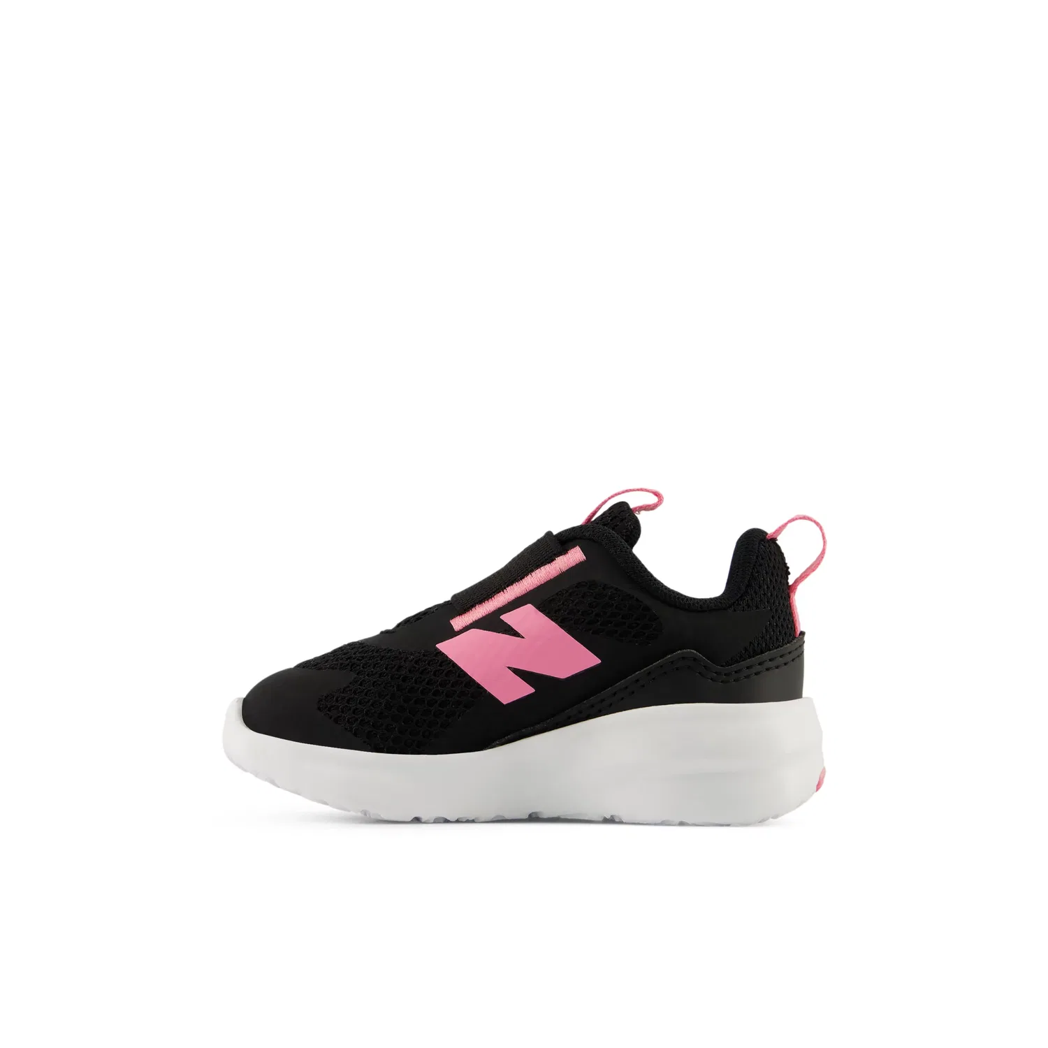 Детские кроссовки без шнуровки на дышащей сетке 468 Slip On New Balance, Black With Signal Pink — фото 3