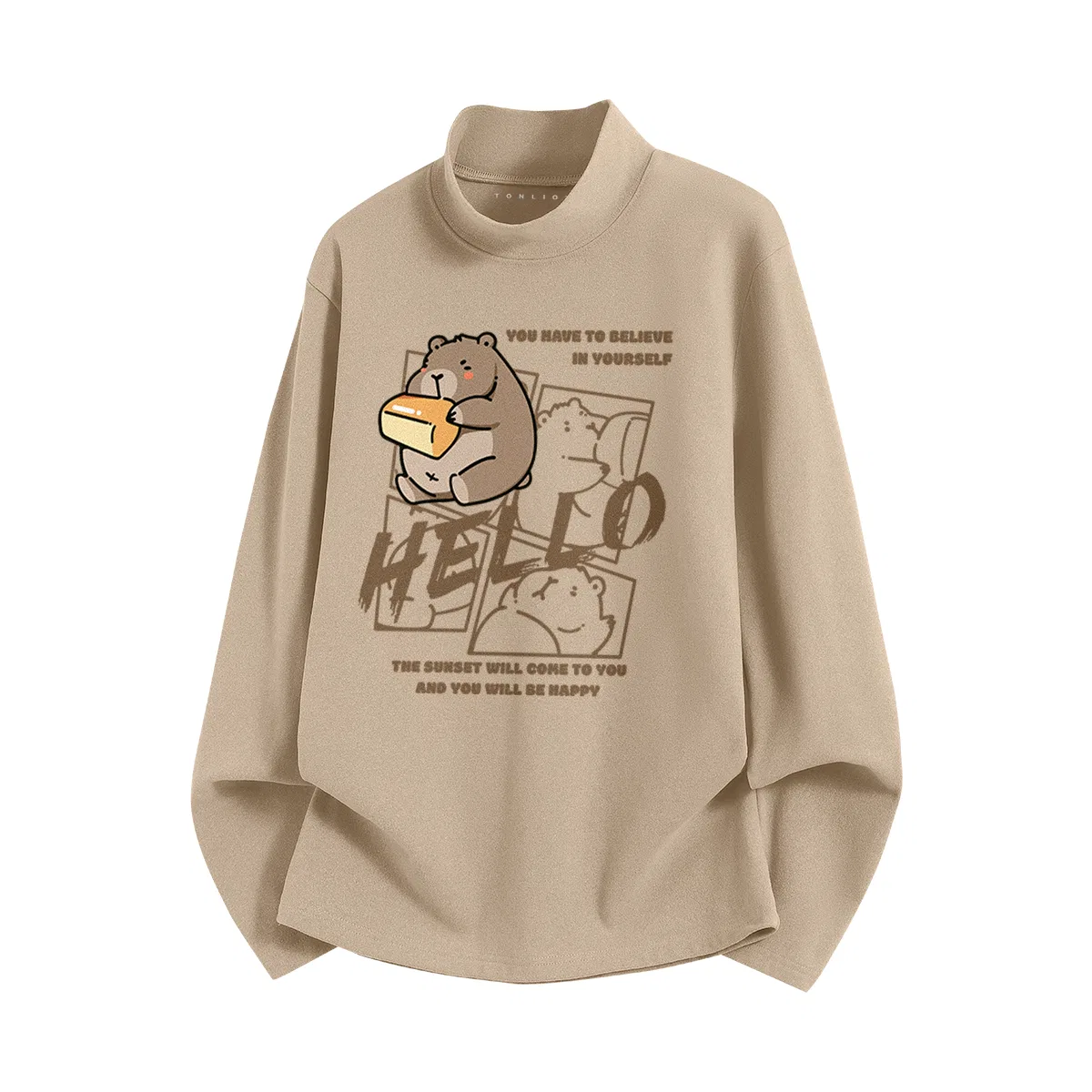 Детская футболка с принтом Tonlion, Double-Sided Warm Fleece, Apricot (Tn Bread Mouse)