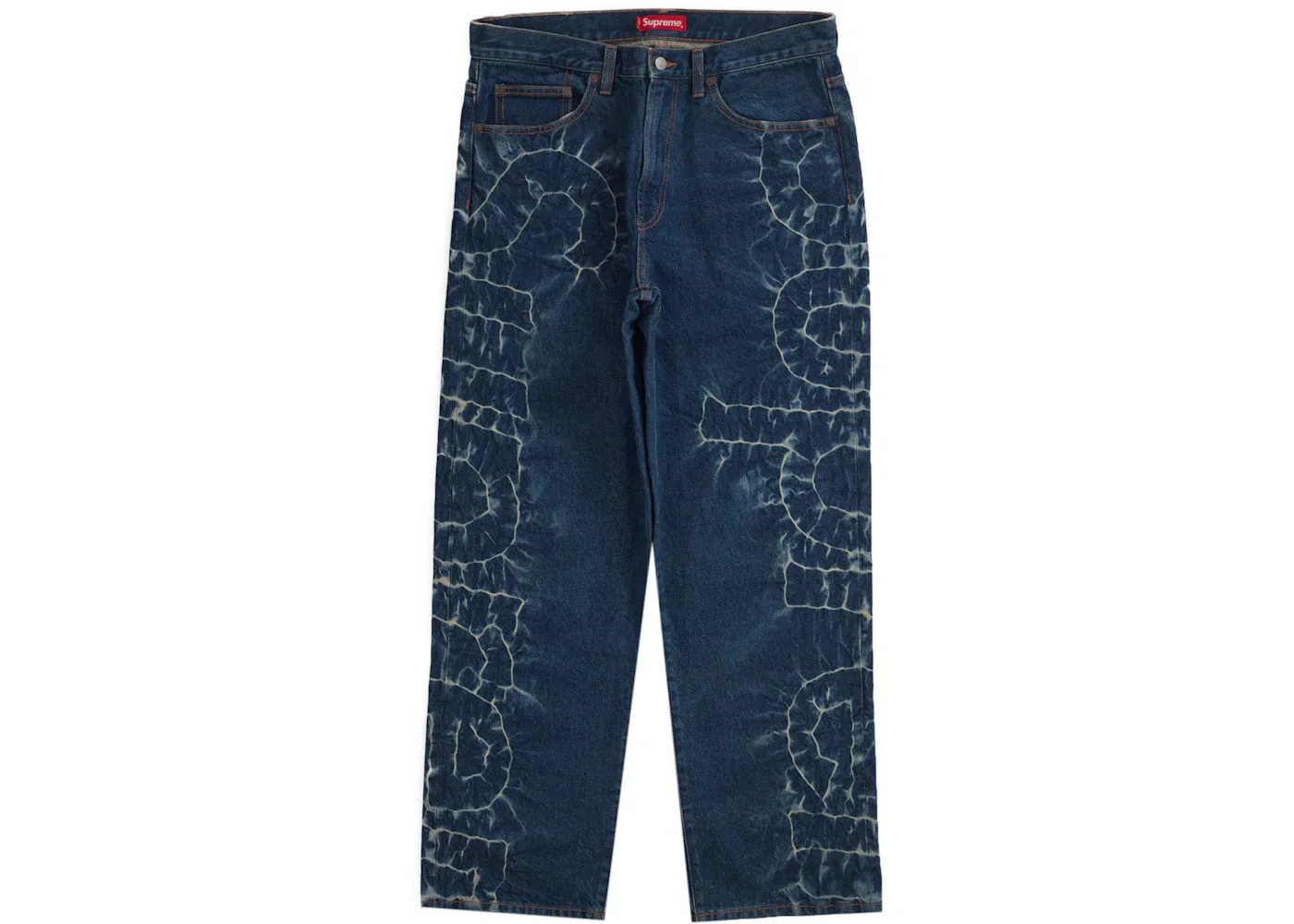 Мужские джинсы свободного кроя с принтом Shibori Supreme, Rigid Indigo