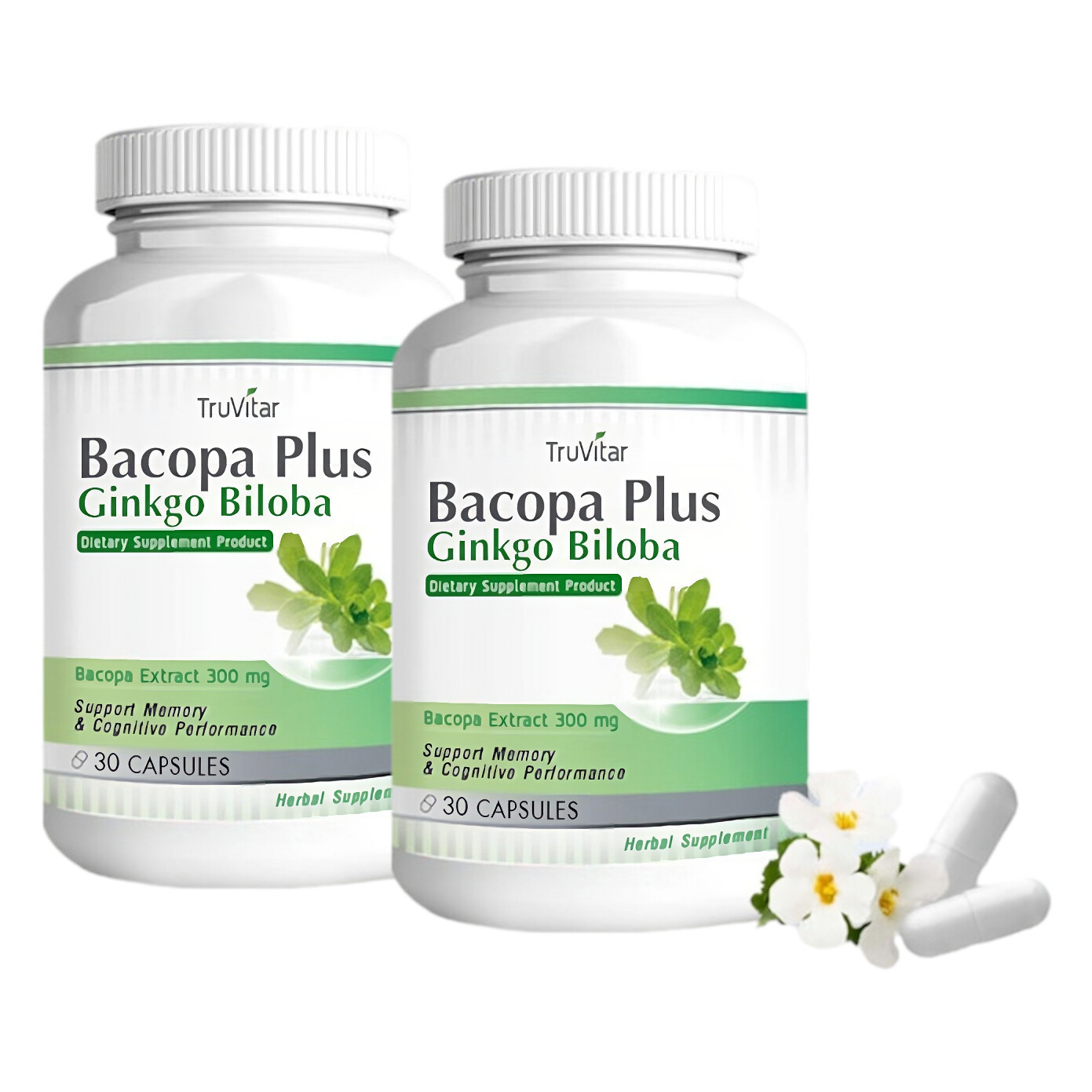 

Добавка TruVitar Bacopa Plus Ginkgo Biloba, 60 капсул