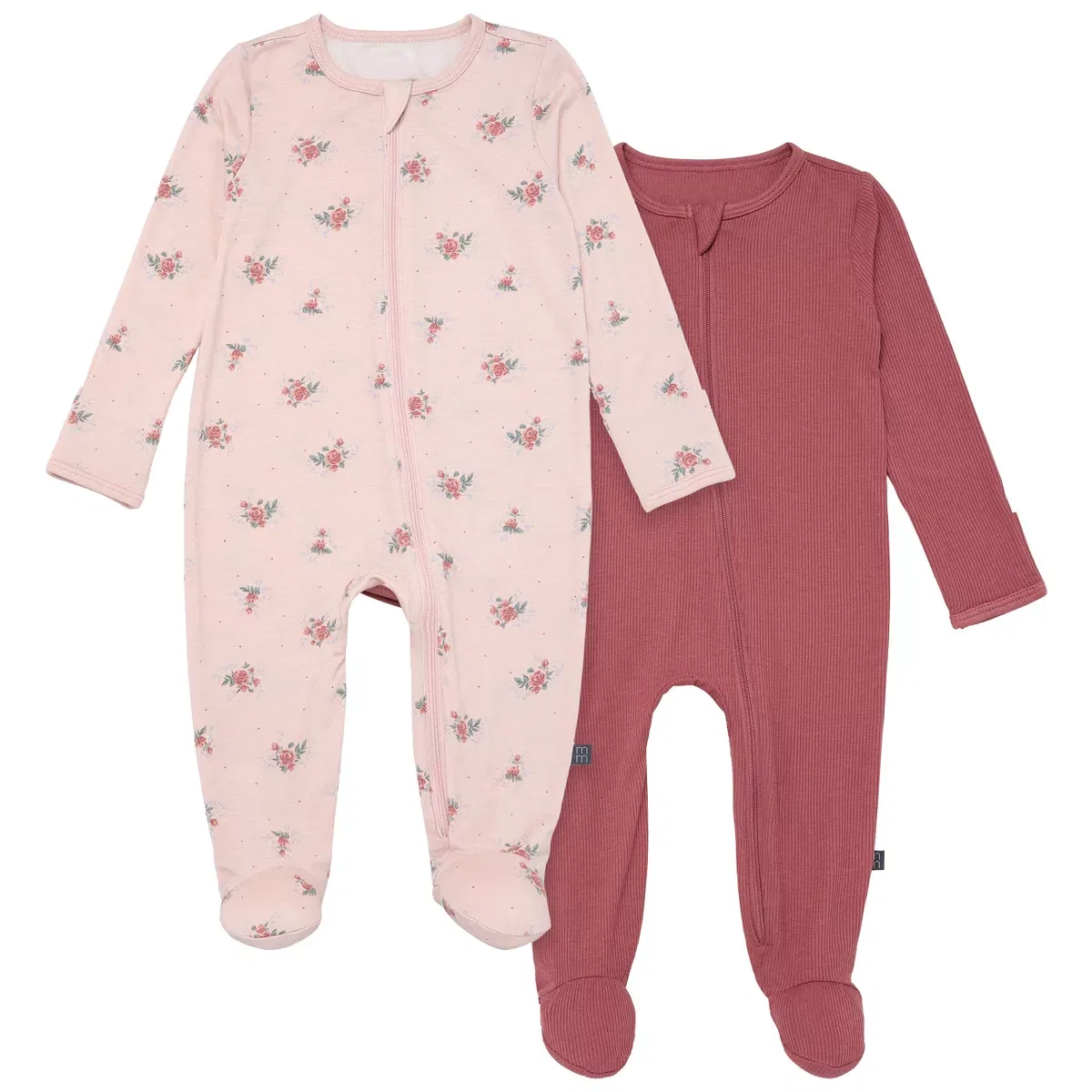 Детский комплект ползунков с принтом 2 шт Sleep 'N Play With Mittens Modern Moments by Gerber, Pink Roses