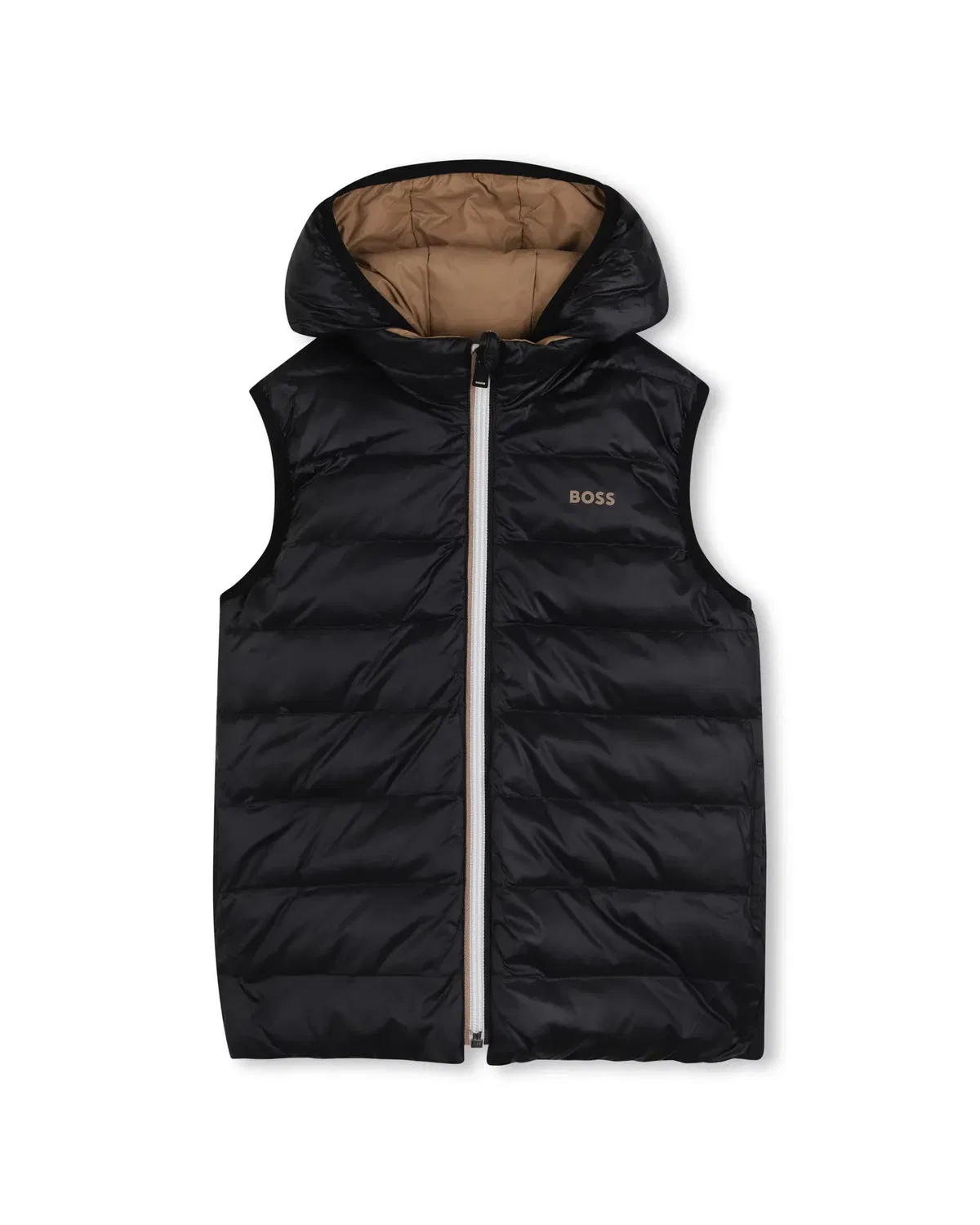 Детское пальто для мальчиков стеганое BOSS Kidswear, Marrón Claro — фото 2