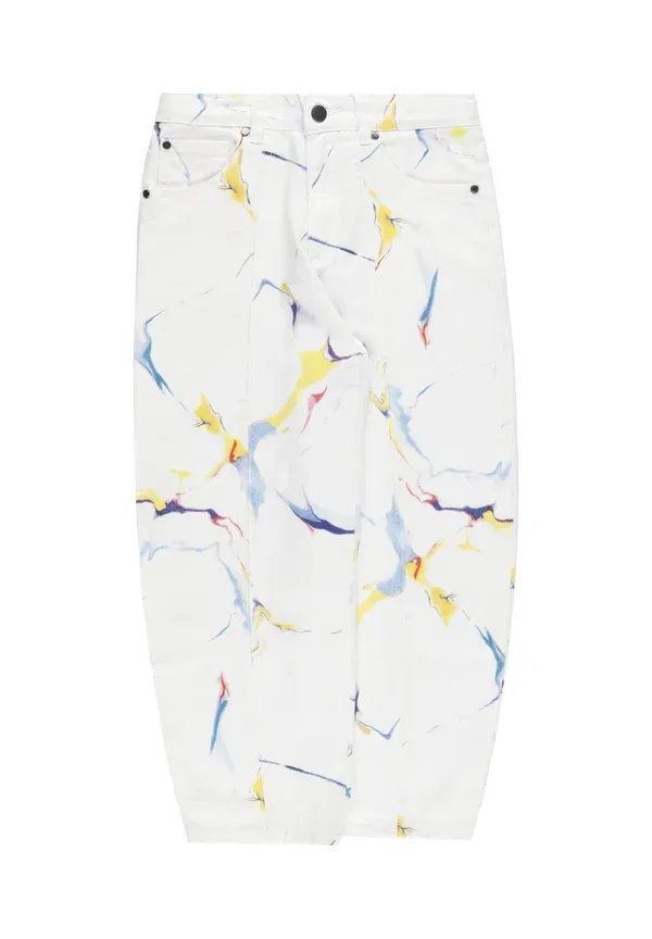 Джинсы с принтом Pantaloni con stampa unisex - relaxed fit jeans, Stella Mccartney Kids, белый