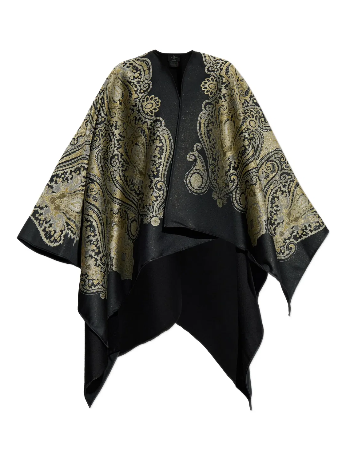 Пальто с узором пейссли из шерсти ETRO, черный