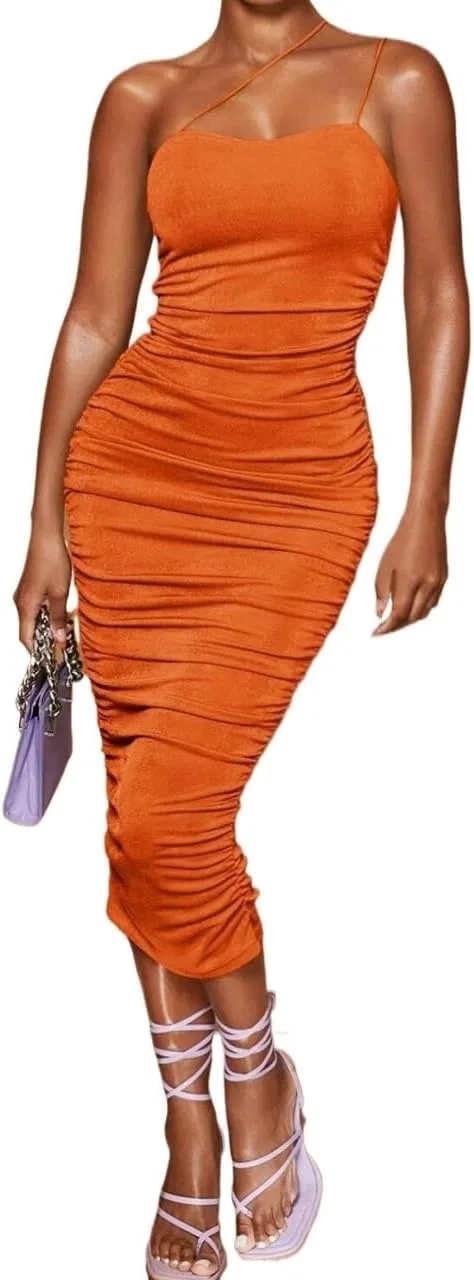 Женское облегающее платье с одним рукавом Bodycon, Orange